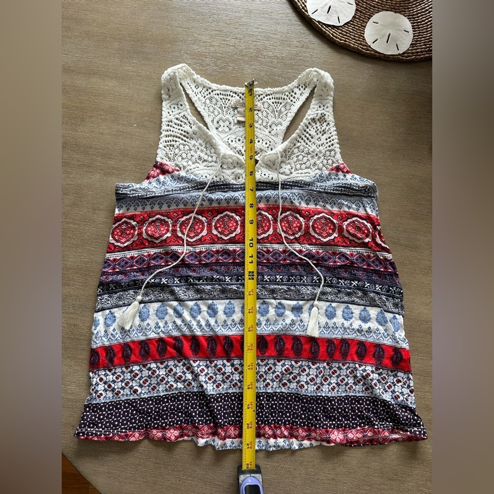 Lucky Brand Red and Blue Patterned Tank Top XS - Picture 4 of 7